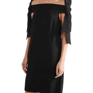 Tibi Off-the-shoulder bow-embellished crepe mini